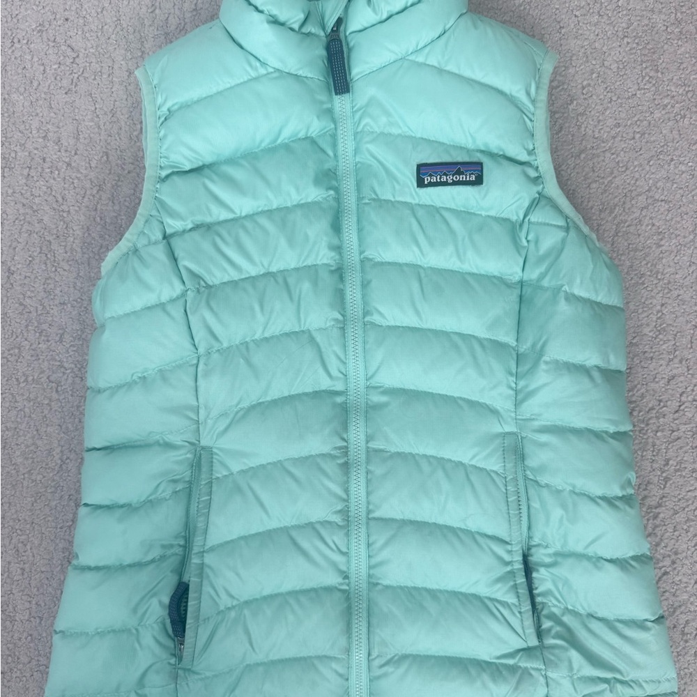 Patagonia Navy and Mint Puffer Vest